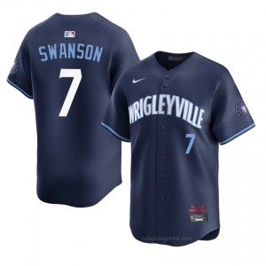 #7 Dansby Swanson MLB Men City Connect Baseball Jersey | Cubs Navy Fan Gear 1A320716