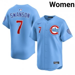 #7 Dansby Swanson Premium Women Baseball Jersey | Cubs Blue Fan Gear k3moC826