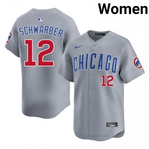 CHC Cubs Kyle Schwarber #12 Gray Women Baseball Jersey | 2026 Season MLB 8m21Ex54