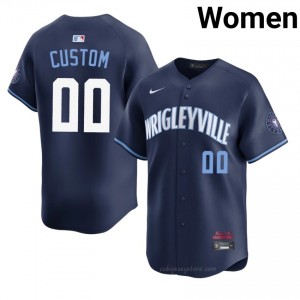 Custom #00 Chicago Cubs City Connect Baseball Jersey | Exclusive Women Navy Embroidery Edition ro355775