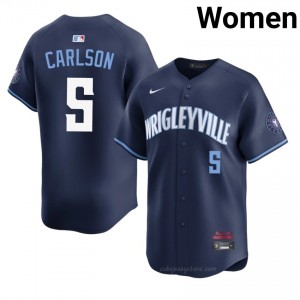 Dylan Carlson #5 Chicago Cubs City Connect Baseball Jersey | Classic Women Navy Embroidery Edition 54o70575