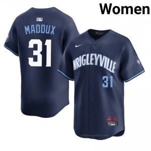 Greg Maddux #31 Chicago Cubs City Connect Baseball Jersey | Official Women Navy Embroidery Edition 52d76458
