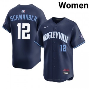 CHC Cubs Kyle Schwarber #12 Navy Women City Connect Baseball Jersey | 2026 Season Premium 35C11236