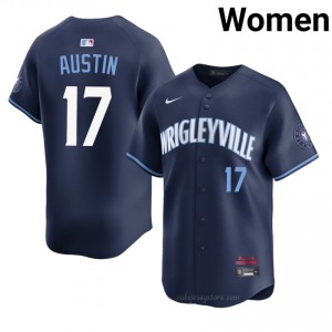 CHC Cubs Tyler Austin #17 Navy Women City Connect Baseball Jersey | 2026 Season Limited 5Okn0334