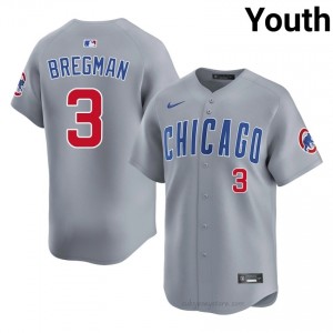 CHC Cubs Alex Bregman #3 Gray Youth Baseball Jersey | 2026 Season Gameday JqD1Bb80
