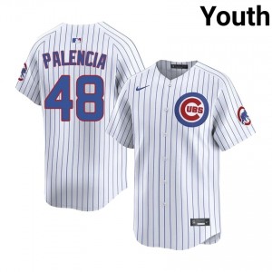 CHC Cubs Daniel Palencia #48 White Youth Baseball Jersey | 2026 Season Exclusive 8D715a53
