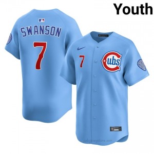 Dansby Swanson #7 Chicago Cubs Baseball Jersey | Official Youth Blue Stitched Edition 7wuE8U25