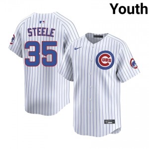 #35 Justin Steele Game Youth Baseball Jersey | Cubs White Fan Gear OLGW5c53