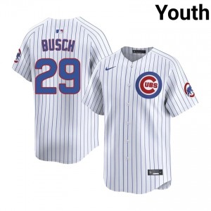 CHC Cubs Michael Busch #29 White Youth Baseball Jersey | 2026 Season Authentic 12RGYW67