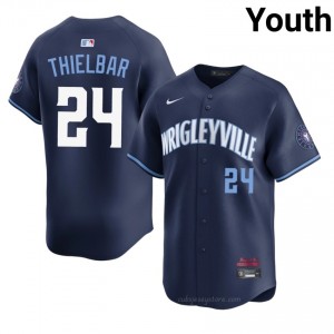 Caleb Thielbar #24 Chicago Cubs City Connect Baseball Jersey | Game Youth Navy Stitch Edition 42AEHB73
