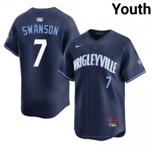 CHC Cubs Dansby Swanson #7 Navy Youth City Connect Baseball Jersey | 2026 Season Game 1r461495