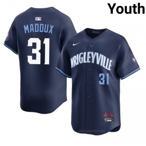 CHC Cubs Greg Maddux #31 Navy Youth City Connect Baseball Jersey | 2026 Season Pro-Grade RtlRaG93