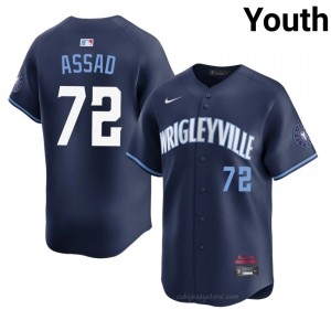 Official Javier Assad #72 Chicago City Connect Youth Baseball Jersey | Navy Wrigleyville Pride Edition T0kMeN18