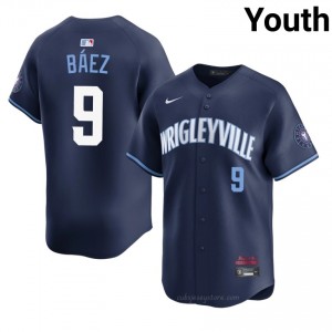 #9 Javier Baez Authentic Youth City Connect Baseball Jersey | Cubs Navy Fan Gear C13aqK46