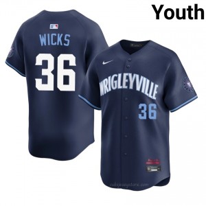 Limited Jordan Wicks #36 Chicago City Connect Youth Baseball Jersey | Navy Wrigleyville Pride Edition 38Gd0I43