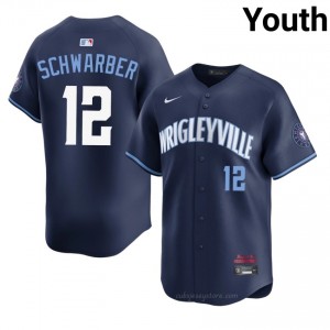 Official Kyle Schwarber #12 Chicago City Connect Youth Baseball Jersey | Navy Wrigleyville Pride Edition 1Y166228