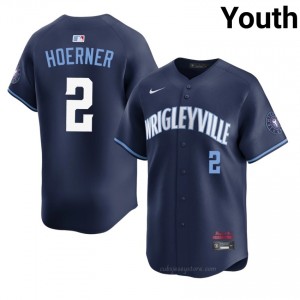 #2 Nico Hoerner Exclusive Youth City Connect Baseball Jersey | Cubs Navy Fan Gear 1358t348