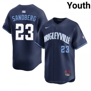 #23 Ryne Sandberg Gameday Youth City Connect Baseball Jersey | Cubs Navy Fan Gear 5Y54iU32