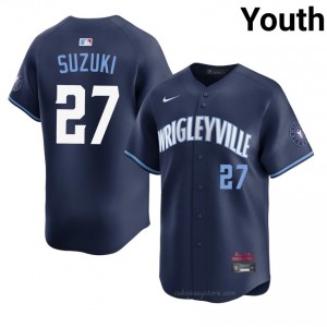 CHC Cubs Seiya Suzuki #27 Navy Youth City Connect Baseball Jersey | 2026 Season Premium w108L713