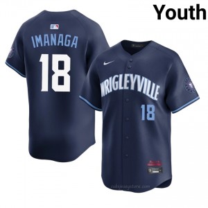 #18 Shota Imanaga Premium Youth City Connect Baseball Jersey | Cubs Navy Fan Gear JnRl2582